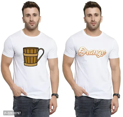 Reliable Polycotton Printed Round Neck Tees For Men Pack Of 2-thumb0