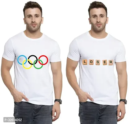 Reliable White Polycotton Printed T-Shirts For Men Pack Of 2