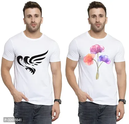 Comfortable White Polycotton Tees For Men Pack Of 2-thumb0