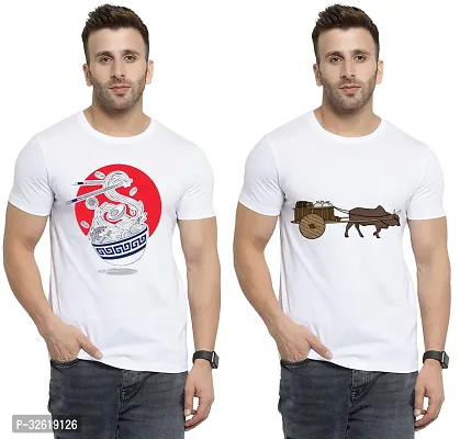 Reliable Polycotton Printed Round Neck Tees For Men Pack Of 2-thumb0