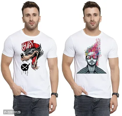 Reliable Polycotton Printed Round Neck Tees For Men Pack Of 2-thumb0