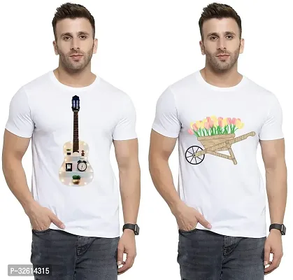 Reliable White Polycotton Printed T-Shirts For Men Pack Of 2