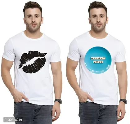 Reliable White Polycotton Printed T-Shirts For Men Pack Of 2-thumb0