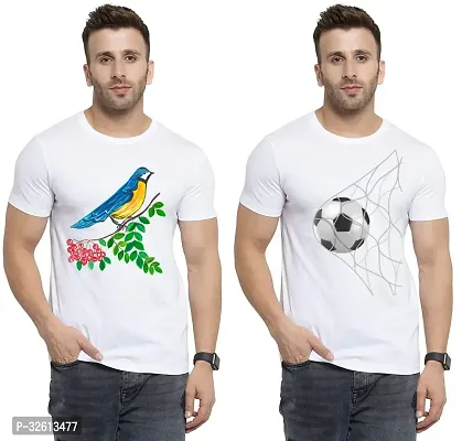 Reliable White Polycotton Printed T-Shirts For Men Pack Of 2-thumb0