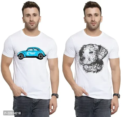 Reliable White Polycotton Printed T-Shirts For Men Pack Of 2-thumb0