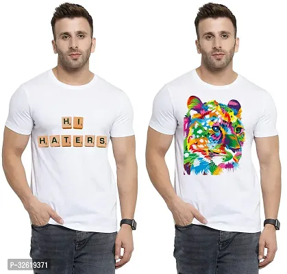 Reliable Polycotton Printed Round Neck Tees For Men Pack Of 2-thumb0