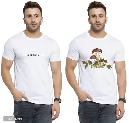 Reliable White Polycotton Printed T-Shirts For Men Pack Of 2