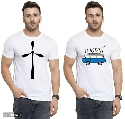 Reliable White Polycotton Printed T-Shirts For Men Pack Of 2-thumb0