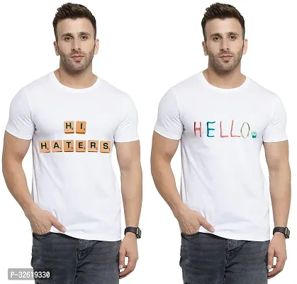 Reliable Polycotton Printed Round Neck Tees For Men Pack Of 2-thumb0