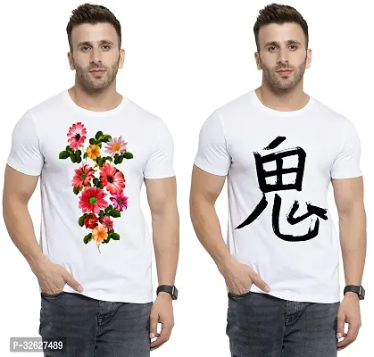 Stylish White Polycotton Round Neck T-Shirt For Men Pack Of 2-thumb0