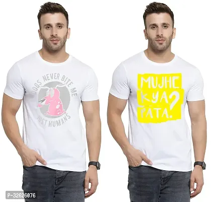 Stylish White Polycotton Round Neck T-Shirt For Men Pack Of 2