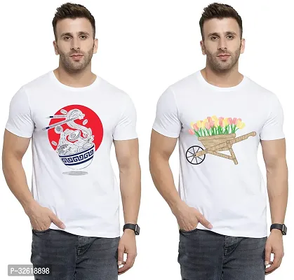 Reliable Polycotton Printed Round Neck Tees For Men Pack Of 2-thumb0