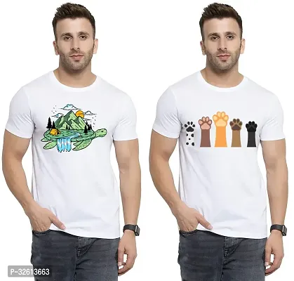 Reliable White Polycotton Printed T-Shirts For Men Pack Of 2