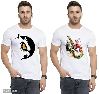 Reliable White Polycotton Printed T-Shirts For Men Pack Of 2-thumb0