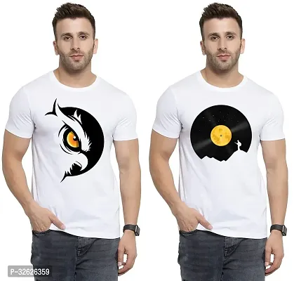 Stylish White Polycotton Round Neck T-Shirt For Men Pack Of 2