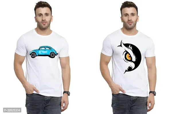 Stylish White Polycotton Round Neck T-Shirt For Men Pack Of 2