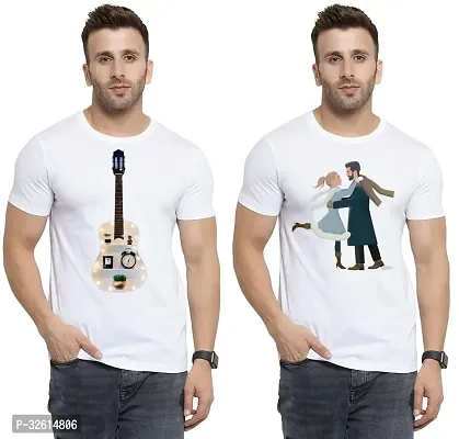 Reliable White Polycotton Printed T-Shirts For Men Pack Of 2