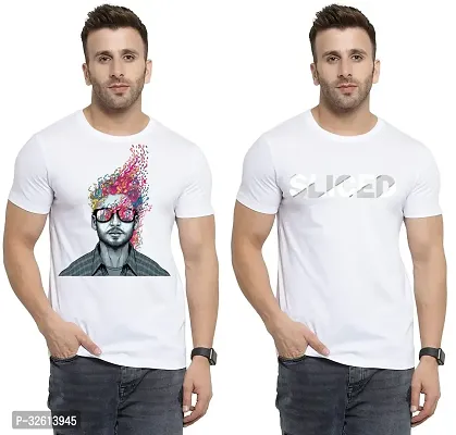 Reliable White Polycotton Printed T-Shirts For Men Pack Of 2-thumb0