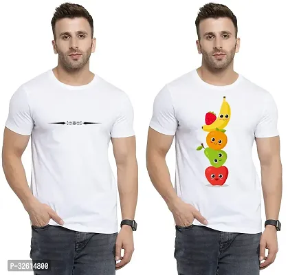 Reliable White Polycotton Printed T-Shirts For Men Pack Of 2-thumb0