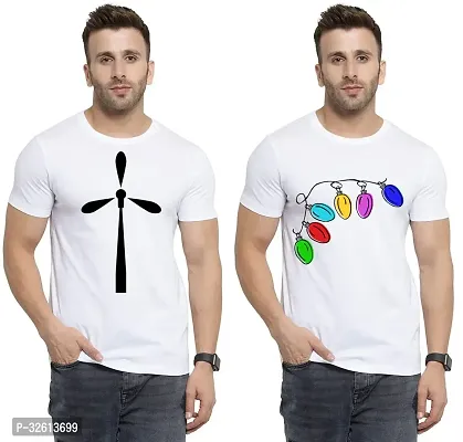 Reliable White Polycotton Printed T-Shirts For Men Pack Of 2-thumb0