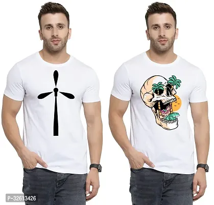 Reliable White Polycotton Printed T-Shirts For Men Pack Of 2-thumb0