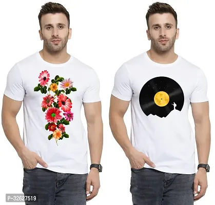 Stylish White Polycotton Round Neck T-Shirt For Men Pack Of 2