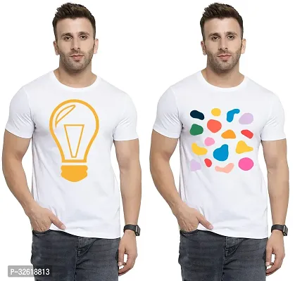 Reliable Polycotton Printed Round Neck Tees For Men Pack Of 2-thumb0