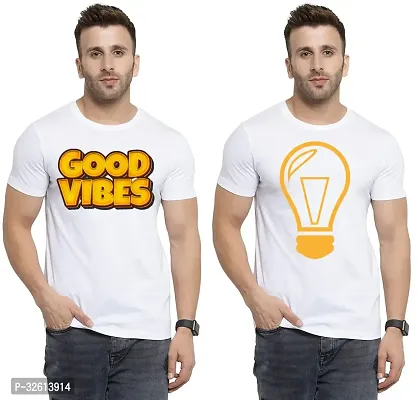 Reliable White Polycotton Printed T-Shirts For Men Pack Of 2-thumb0