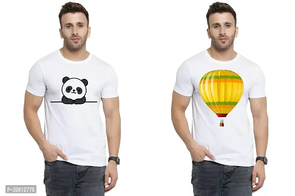 Reliable White Polycotton Printed T-Shirts For Men Pack Of 2