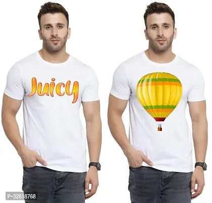 Reliable Polycotton Printed Round Neck Tees For Men Pack Of 2-thumb0