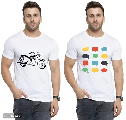 Stylish White Polycotton Round Neck T-Shirt For Men Pack Of 2-thumb0