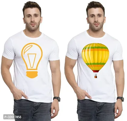 Reliable White Polycotton Printed Round Neck Tshirt For Men Pack Of 2