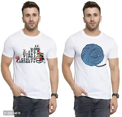 Reliable White Polycotton Printed T-Shirts For Men Pack Of 2-thumb0