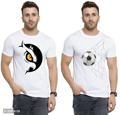 Reliable White Polycotton Printed T-Shirts For Men Pack Of 2