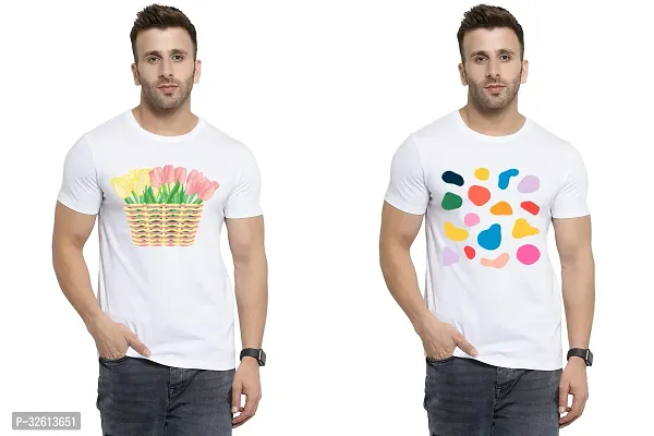 Reliable White Polycotton Printed T-Shirts For Men Pack Of 2-thumb0