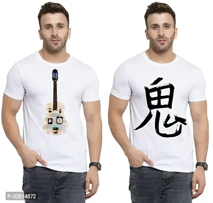 Reliable White Polycotton Printed T-Shirts For Men Pack Of 2