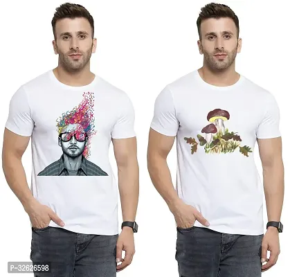 Stylish White Polycotton Round Neck T-Shirt For Men Pack Of 2