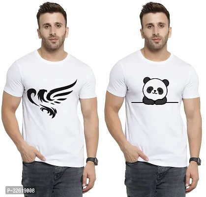 Reliable Polycotton Printed Round Neck Tees For Men Pack Of 2-thumb0