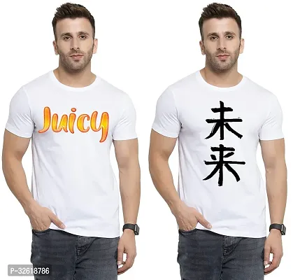 Reliable Polycotton Printed Round Neck Tees For Men Pack Of 2-thumb0