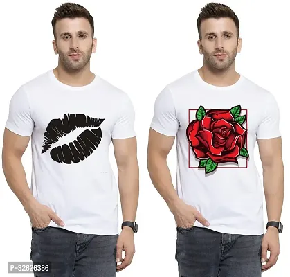 Stylish White Polycotton Round Neck T-Shirt For Men Pack Of 2-thumb0