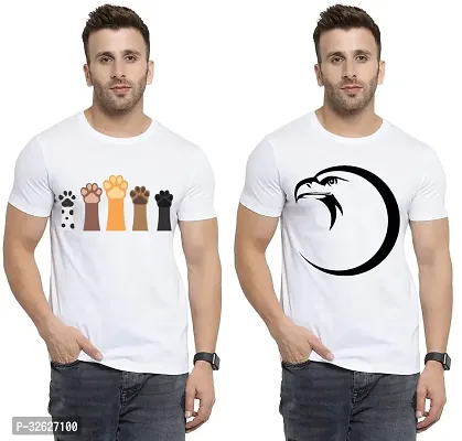 Stylish White Polycotton Round Neck T-Shirt For Men Pack Of 2-thumb0