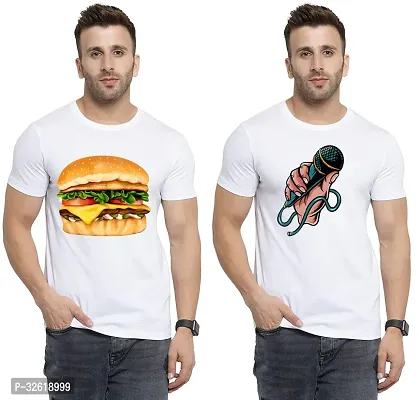 Reliable Polycotton Printed Round Neck Tees For Men Pack Of 2-thumb0