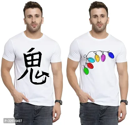 Reliable Polycotton Printed Round Neck Tees For Men Pack Of 2-thumb0