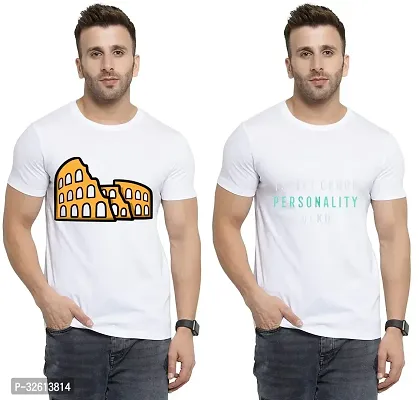 Reliable White Polycotton Printed T-Shirts For Men Pack Of 2-thumb0