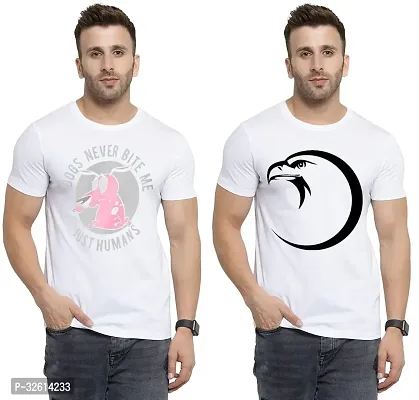 Reliable White Polycotton Printed T-Shirts For Men Pack Of 2-thumb0