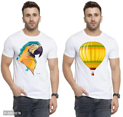 Reliable White Polycotton Printed Round Neck Tshirt For Men Pack Of 2