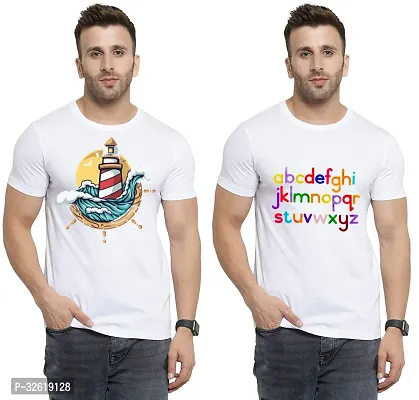 Reliable Polycotton Printed Round Neck Tees For Men Pack Of 2-thumb0