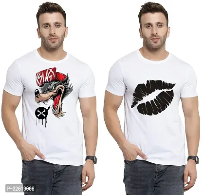 Reliable Polycotton Printed Round Neck Tees For Men Pack Of 2-thumb0