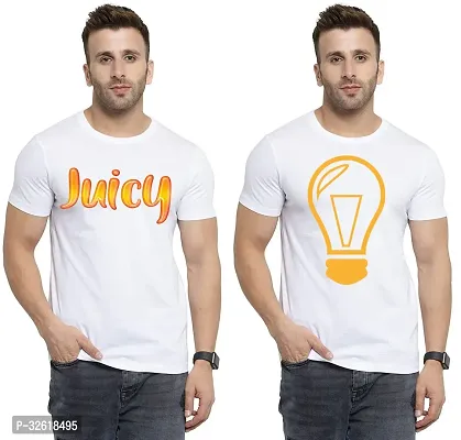 Reliable Polycotton Printed Round Neck Tees For Men Pack Of 2-thumb0