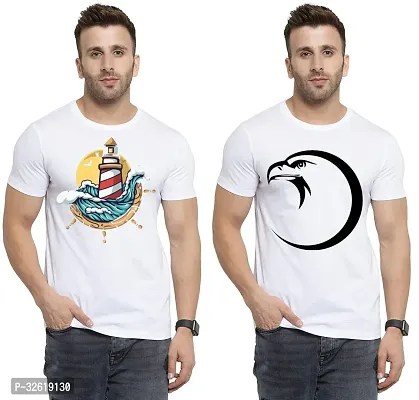 Reliable Polycotton Printed Round Neck Tees For Men Pack Of 2-thumb0